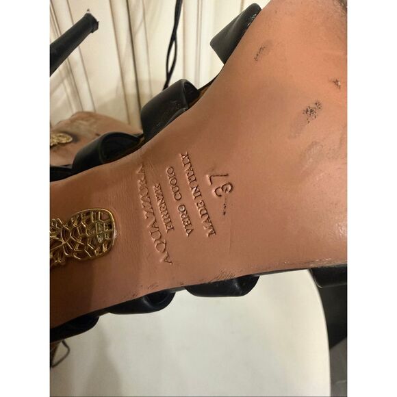 Aquazzura Amazon Womens Leather Lace-Up Strappy Gladiator Sandals Black Size 37 - Picture 8 of 13